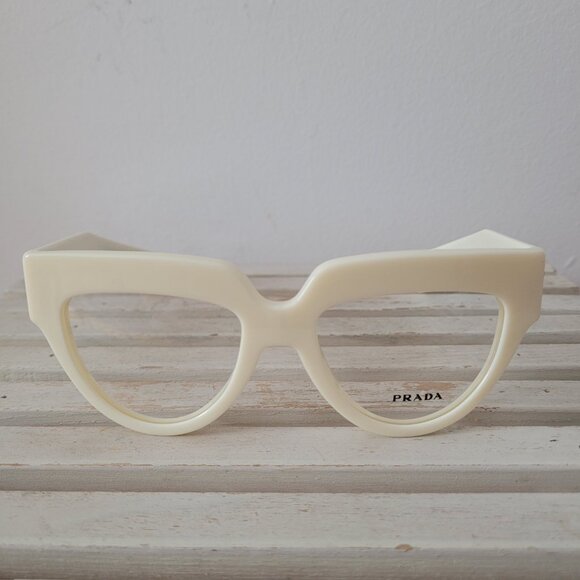 Authentic White Prada Glasses/Frames with Black Floral Details -Model VPR07Q - Picture 4 of 10